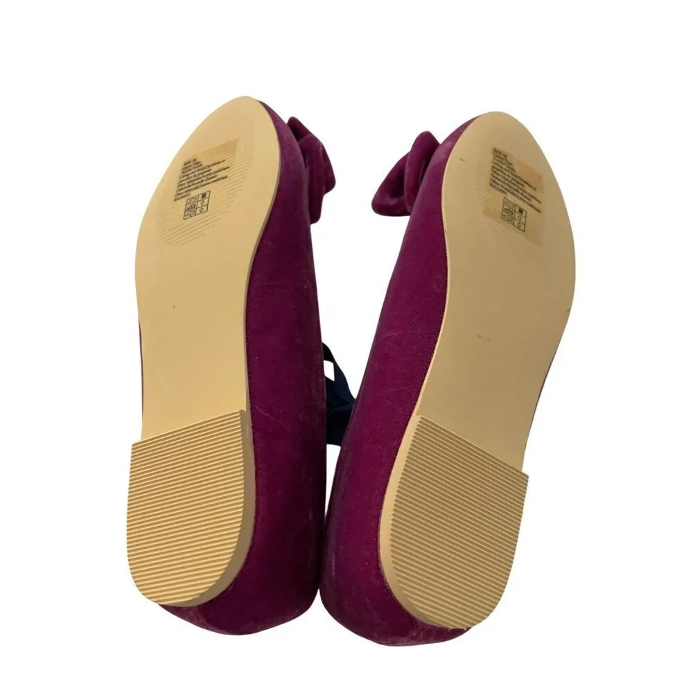 Janie and Jack $69 Velvet Bow-Accent Ballet Flats In Magenta NEW